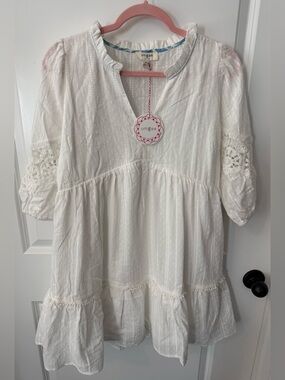 Umgee White Eyelet Peasant style dress